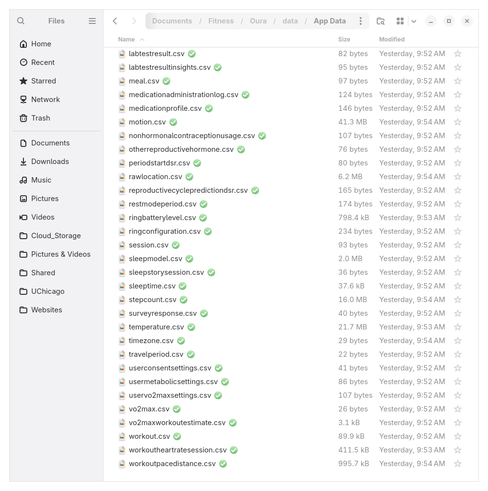 Oura Data Export - 2